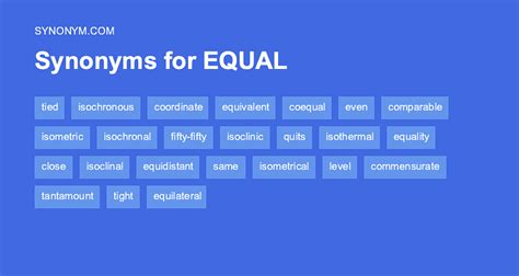 See examples for synonyms. . Equal synonym